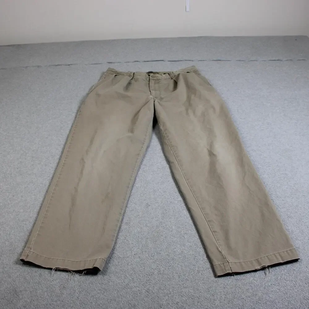 Vintage J Crew Pants Men 36x32 Beige Relaxed Fit Pleat Chino Hong Kong Heritage